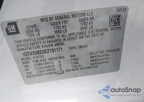 2014 GMC Sierra 1500 Sle из США, поврежденный, VIN 1GTV2UEC8EZ101171